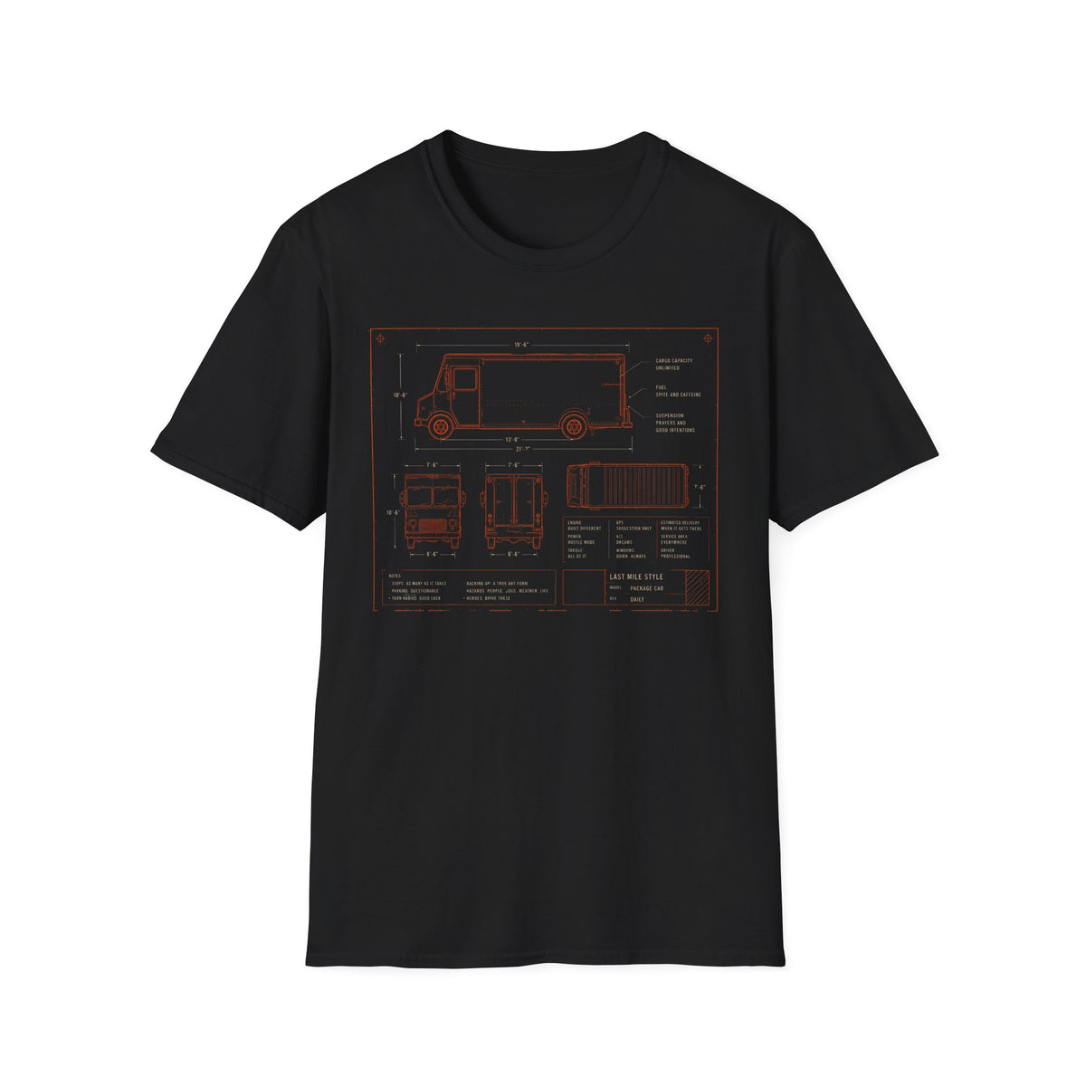 Delivery Truck Blueprint T‑Shirt