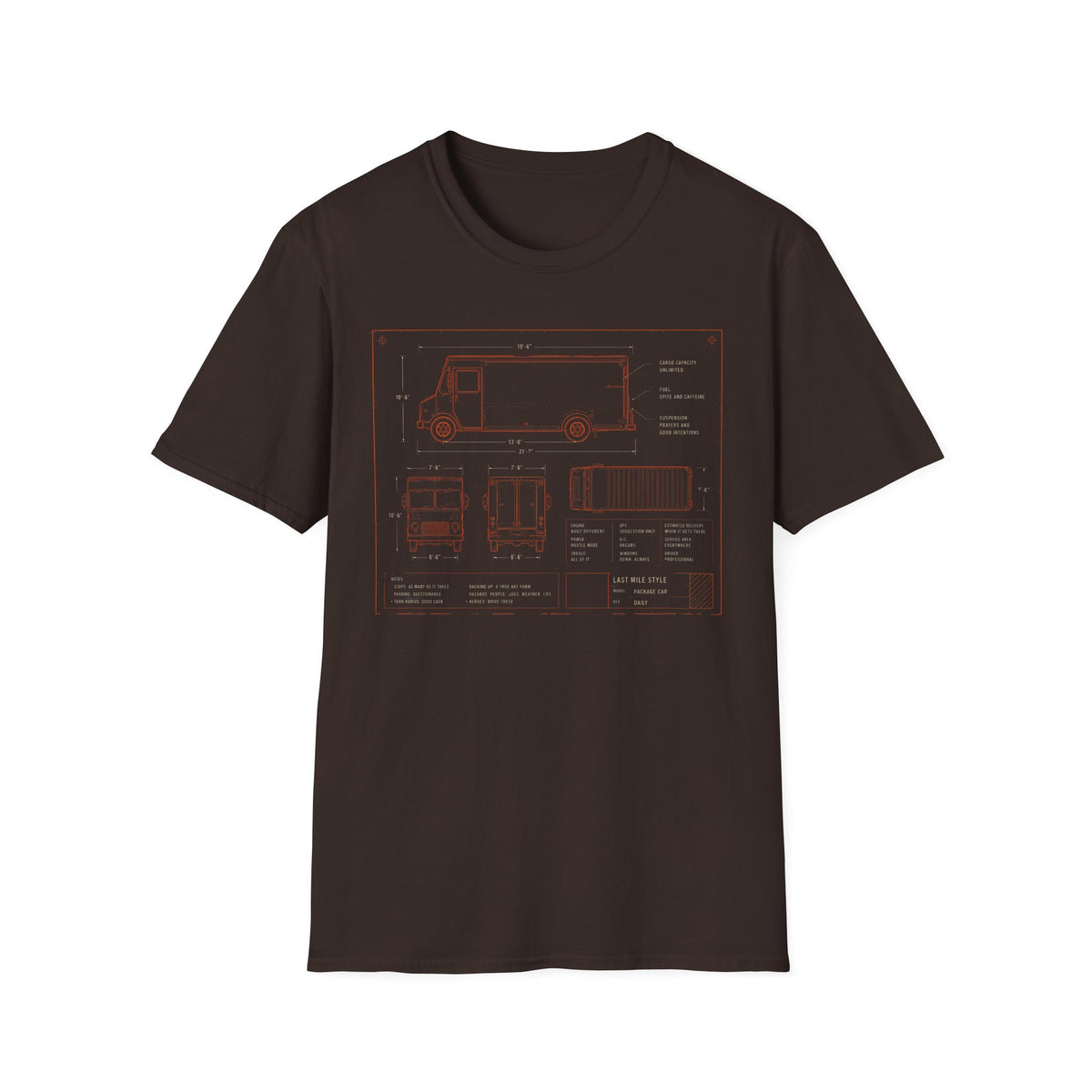 Delivery Truck Blueprint T‑Shirt